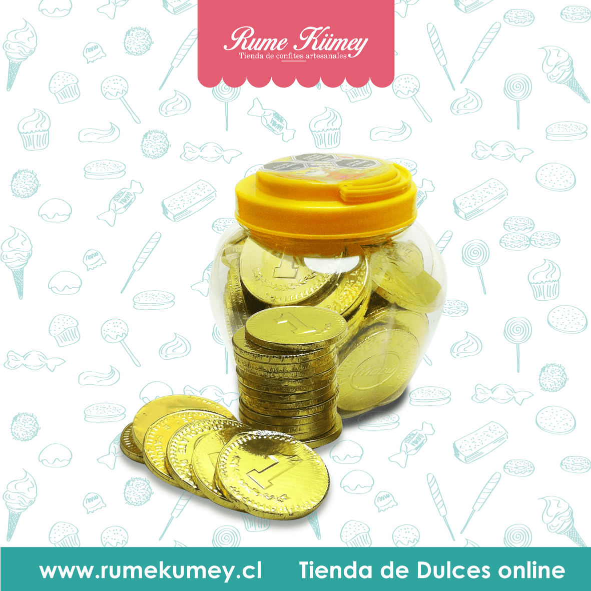 monedas de chocolate mabu x50