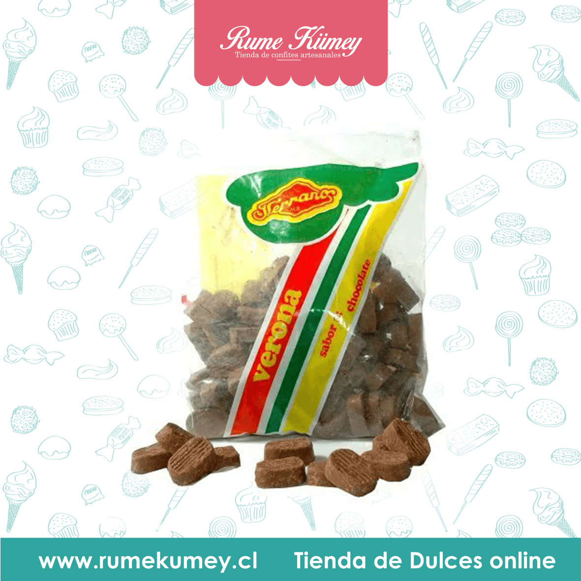 chocolates de fruna.un clasico de la marca serrano de fruna en su version cafe. verona sabor chocolate cafe