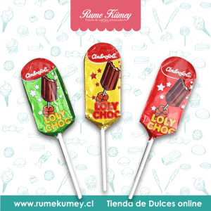 loly choc, la clasica paleta de chocolate de leche de ambrosoli con su hermosa y conocida forma de paleta