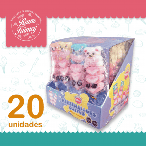 display de marshmallow con hermosas formas ositos, corazones y mas. formato de 20 unidades