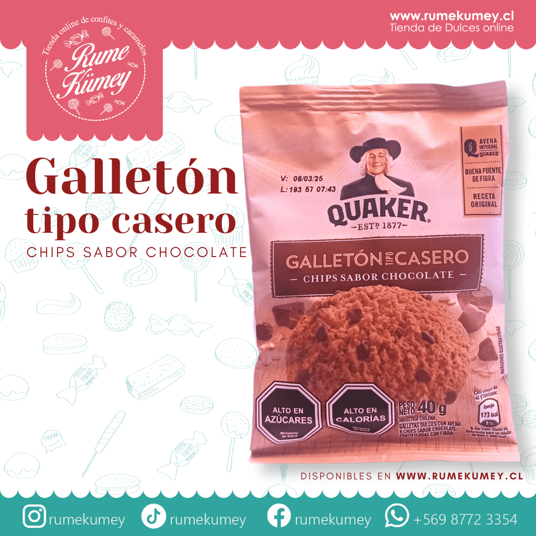 galleton tipo casero chips de chocolates rojos quaker